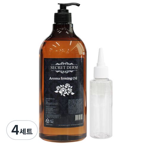 시크릿덤 아로마 퍼밍 마사지오일 로즈마리향 1000ml + 펌프 + 공병 100ml, 4세트, 1L