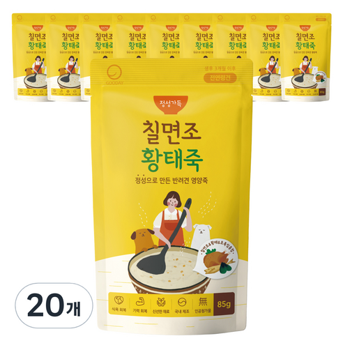 굿데이 정성 가득 반려견 영양죽 85g, 칠면조 + 황태 혼합맛, 20개