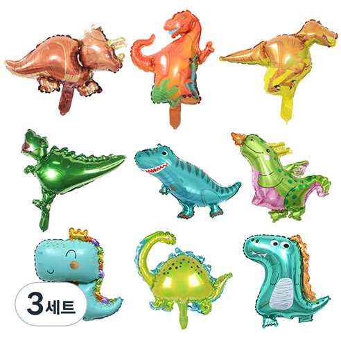 피앤비유니티 동물풍선 소 x 9종 세트, 03 공룡친구들, 3세트
