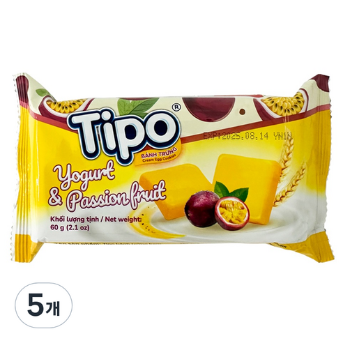 티포 에그 쿠키 요거트&패션푸르츠, 60g, 5개