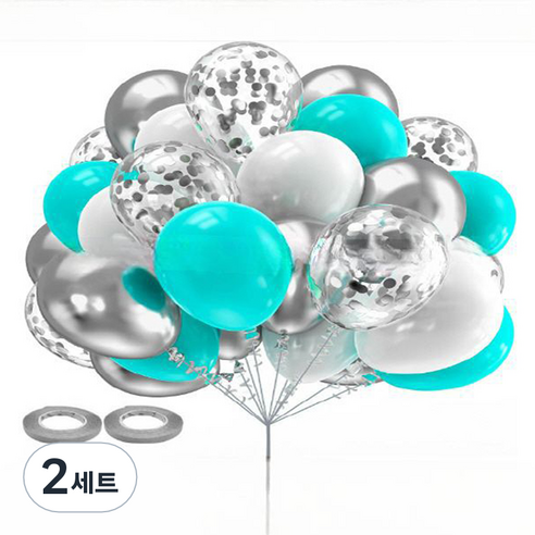 만들하비 컨페티 풍선 세트, 실버, 2세트