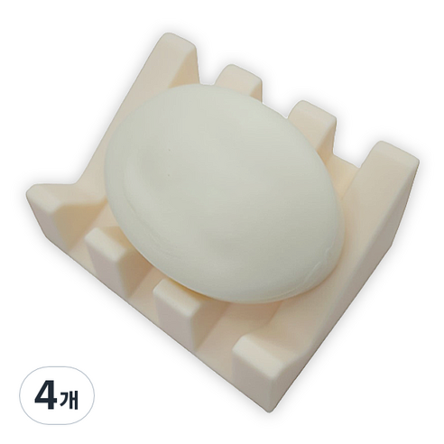 바코젤 논슬립 실리콘 비누받침, 화이트, 4개