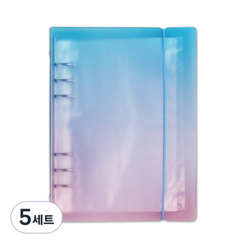 워너디스 6공 스티커 바인더 A5 + 양면 속지 40p 세트, 블루핑크, 5세트