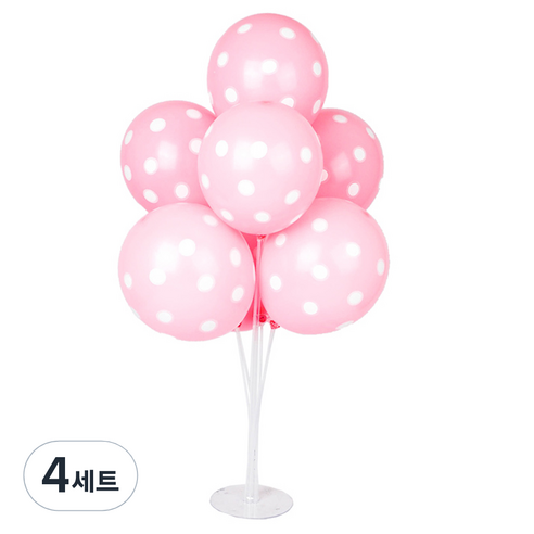 파티쇼 풍선꽂이 장식세트 70cm, 도트핑크, 4세트