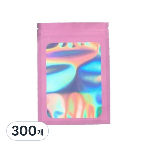 올하이 컬러풀 오로라 다용도 OPP 소품 포카 포장 지퍼백 슬리브 포장봉투 7.5 x 10 cm, 300개, 핑크