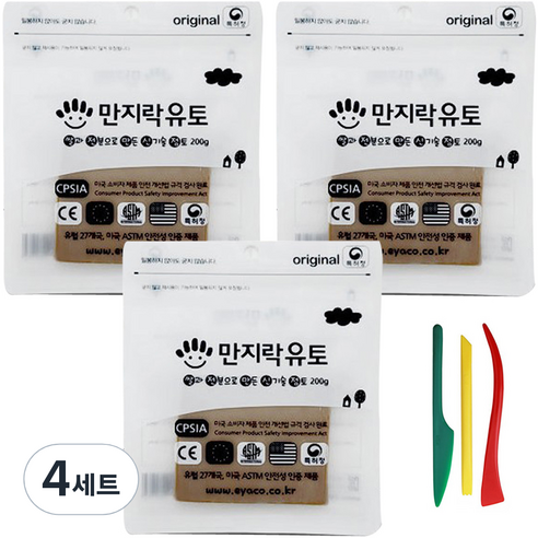 이야코 만지락 소프트 유토 200g x 3p + 주걱칼 3종 세트, 4세트, 혼합색상