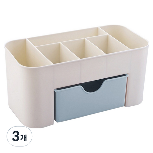 덴빌리어 다용도 책상정리 수납함 19 x 9.5 x 10 cm, 블루, 3개