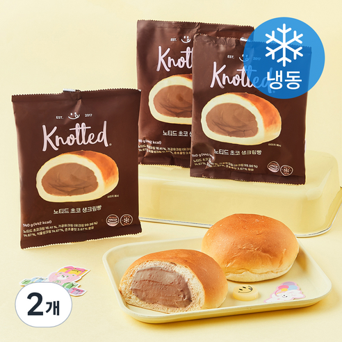 노티드 초코 생크림빵 (냉동), 140g, 2개, 3개입