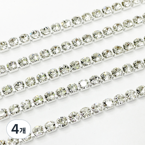 데일리프렌즈 네일스톤체인 1.5mm x 40cm, 실버, 4개