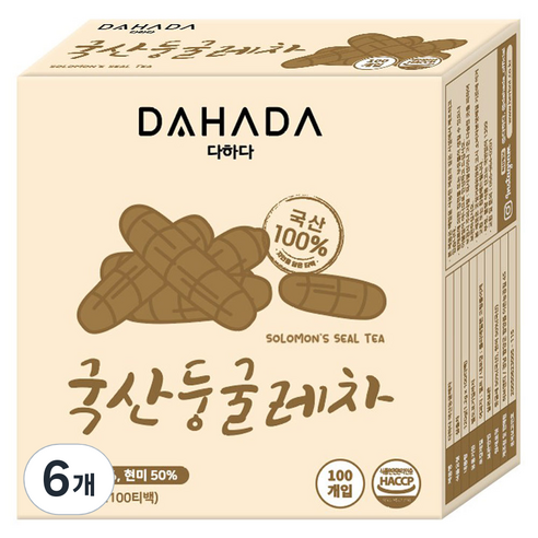 다하다 국산둥굴레차, 1.2g, 100개입, 6개