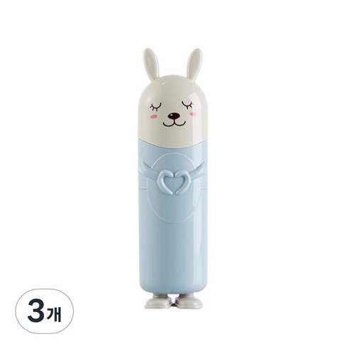 더자카 러브유 레빗 칫솔케이스, 블루, 3개