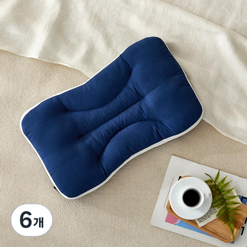 모던하우스 ON 부드럽고 낮은 목이 편안한 메쉬 경추 베개, 네이비, 6개