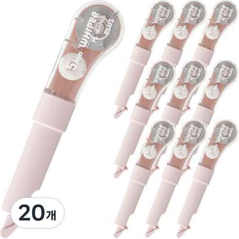 플러스 화이퍼 PL 펜타입 수정 테이프 WH-1905, 20개, 핑크