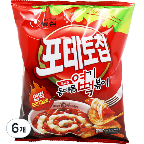 농심 포테토칩 엽떡 오리지널맛, 105g, 6개