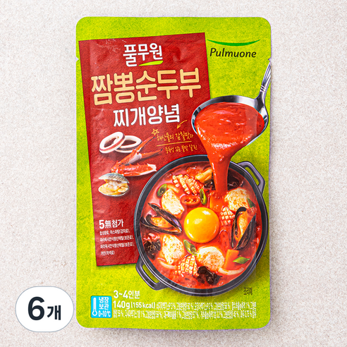 풀무원 짬뽕순두부 찌개양념, 140g, 6개