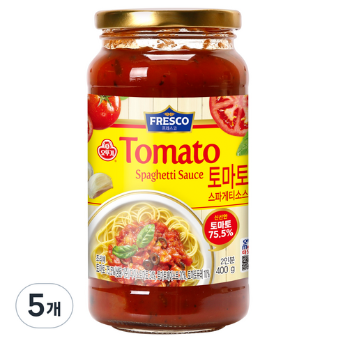 오뚜기 프레스코 토마토 스파게티소스, 400g, 5개