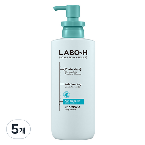 라보에이치 댄드 러프 클리닉 비듬 두피 각질 케어 약산성 샴푸, 5개, 400ml