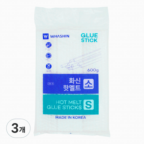 화신 핫멜트 글루 스틱 소 7mm 600g, 3개