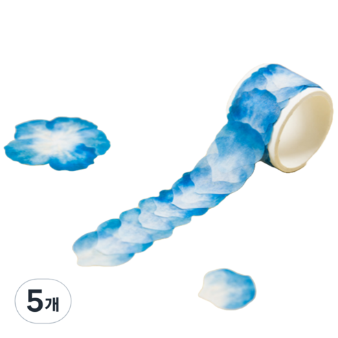 푸트로랩 콜라주 꽃잎 쌓인 테이프 30 x 30 mm 80p, 파란색, 5개
