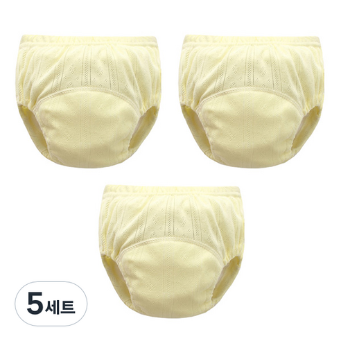 조이멀티 아동용 펀칭 단색파스텔 배변훈련팬티, 옐로우, 5세트