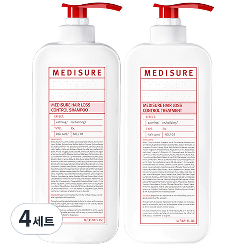메디슈어 탈모증상완화 샴푸 1000ml + 트리트먼트 1000ml 세트, 4세트