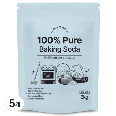 생활공식 100 Pure 베이킹소다, 2kg, 5개