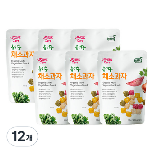 MomsCare 프로엠 맘스케어 유기농 채소과자, 채소맛, 30g, 12개