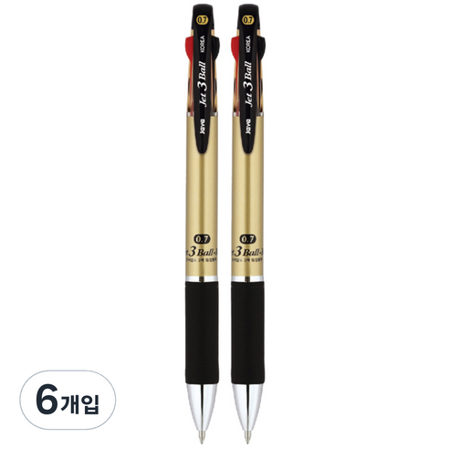 자바펜 제트 3볼 M 다색펜 0.7mm, 샴페인 골드, 6개입