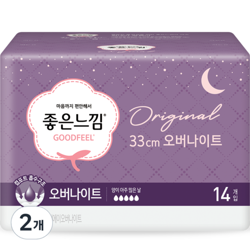 좋은느낌 오리지널 오버나이트14, 패드형, 14개입, 2개