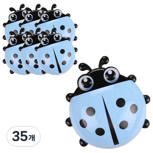 블럭마트 무당벌레 칫솔걸이, 블루, 35개