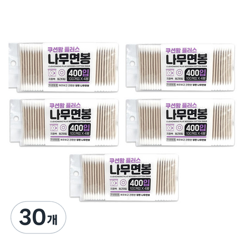 UH홈데코 나무면봉, 30개, 400개입