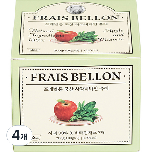 프레벨롱 국산 과일 퓨레, 혼합맛(사과/비타민채소), 100g, 4개