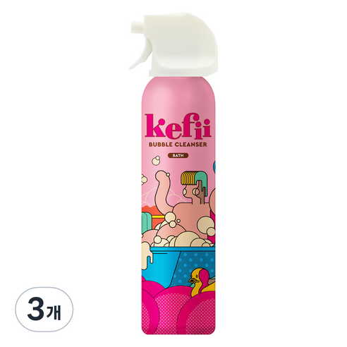 케피 버블 클렌저 핑크폼 배쓰 딸기향, 200ml, 3개