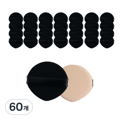 닐로 스킨핏 에어쿠션 퍼프 물방울형, 60개, 블랙