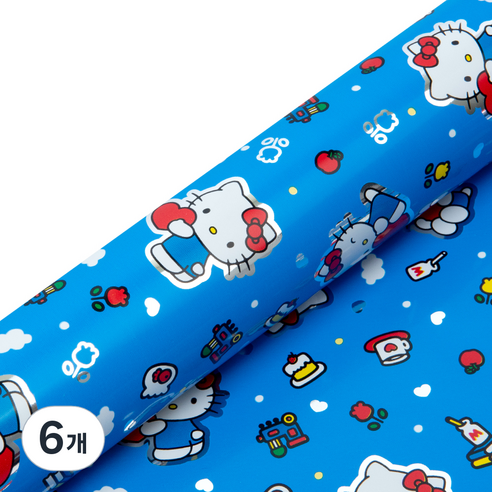산리오 헬로키티 메탈롤 포장지 중, 블루, 6개