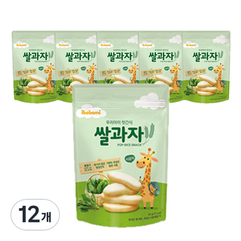 아이뽀뽀미 쌀과자 떡뻥, 시금치, 12개, 30g