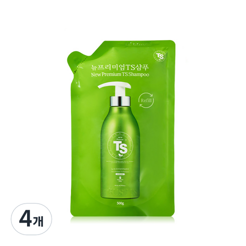 TS 뉴프리미엄 리필용 샴푸 라벤더향, 500g, 4개