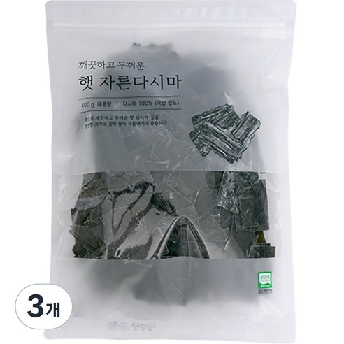 석하 깨끗하고 두꺼운 햇 자른다시마, 400g, 3개