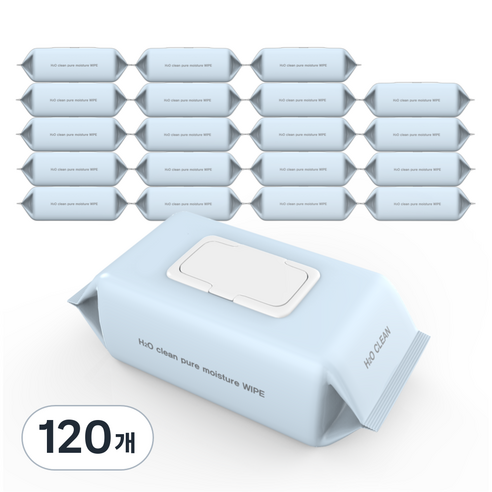 H2O클린 초순수 플레인 라이트 물티슈 캡형, 40g, 100매, 120개