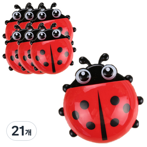 블럭마트 무당벌레 칫솔걸이, 레드, 21개
