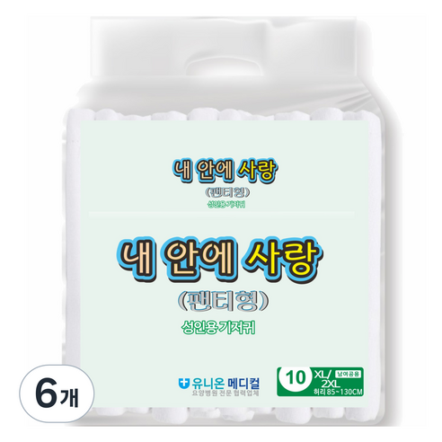내안에사랑 남녀공용 성인기저귀 팬티형, 특대형, 10개입, 6개