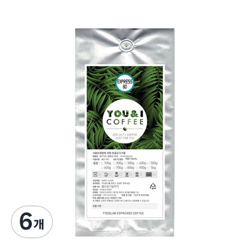 YOU&I커피 EXPRESS 80 분쇄 커피, 500g, 프렌치프레스, 6개