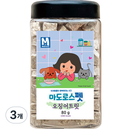 마도로스펫 반려동물 트릿, 오징어, 80g, 3개