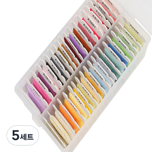 홈데코 자수실 4m 세트 + 보빈함, 40색, 5개