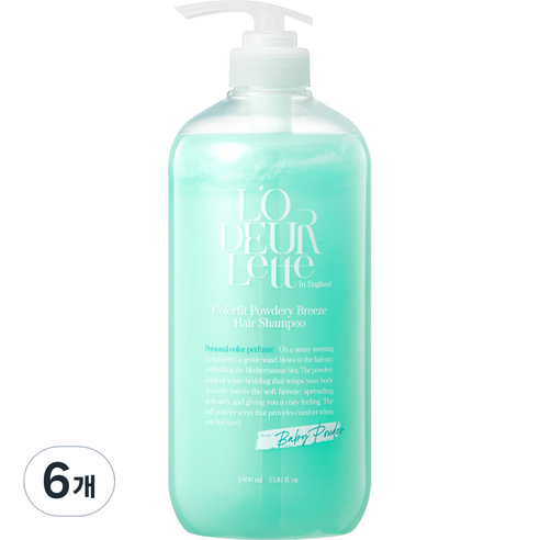 로더렛 컬러 핏 헤어 두피 퍼퓸 샴푸 베이비파우더향, 1000ml, 6개