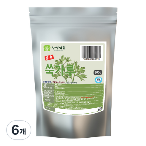 장명식품 토종 쑥가루, 300g, 6개
