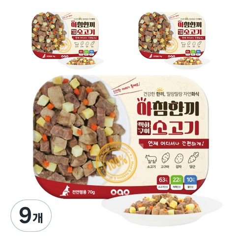 오아오 전연령용 아침한끼 직화구이 소고기 습식사료, 소, 9개, 70g