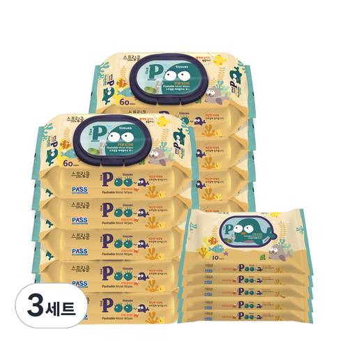 스프링클 푸 비데티슈 캡형, 70g, 3세트