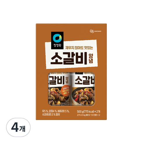대상 청정원 소갈비양념, 500g, 4개