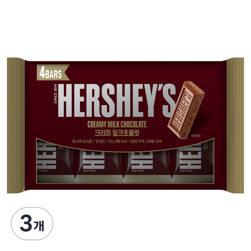허쉬 크리미 밀크초콜릿, 160g, 3개